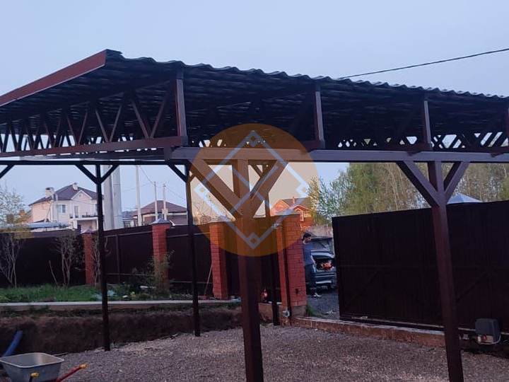 односкатный навес для трех автомобилей
