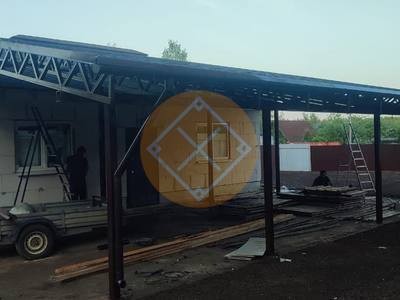 Односкатный навес для трех и более машин