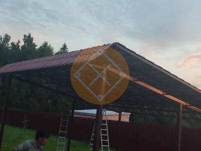 Навес для дачи с металлочерепицей