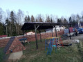 навес для загородного дома, кровля из металлочерепицы